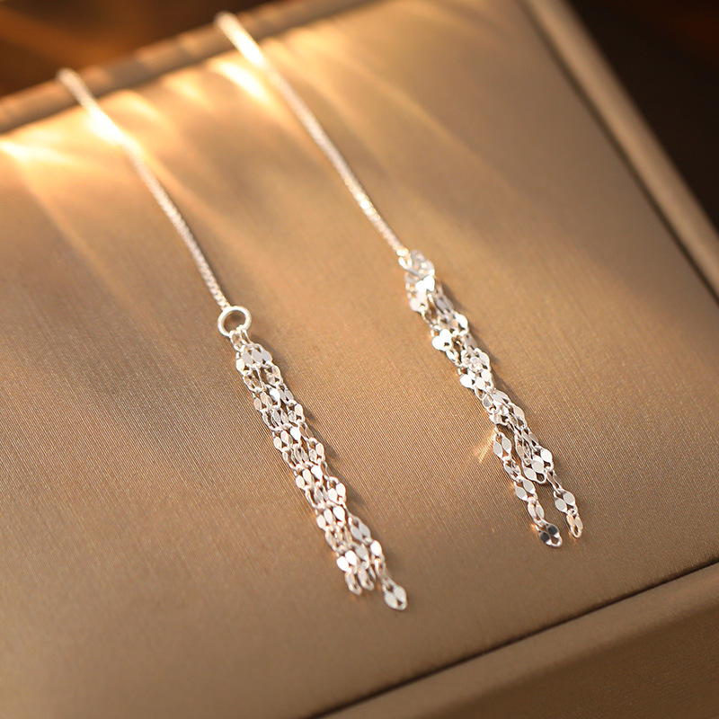 S925 Sterling Silver Long Tassel Earrings - Image 2