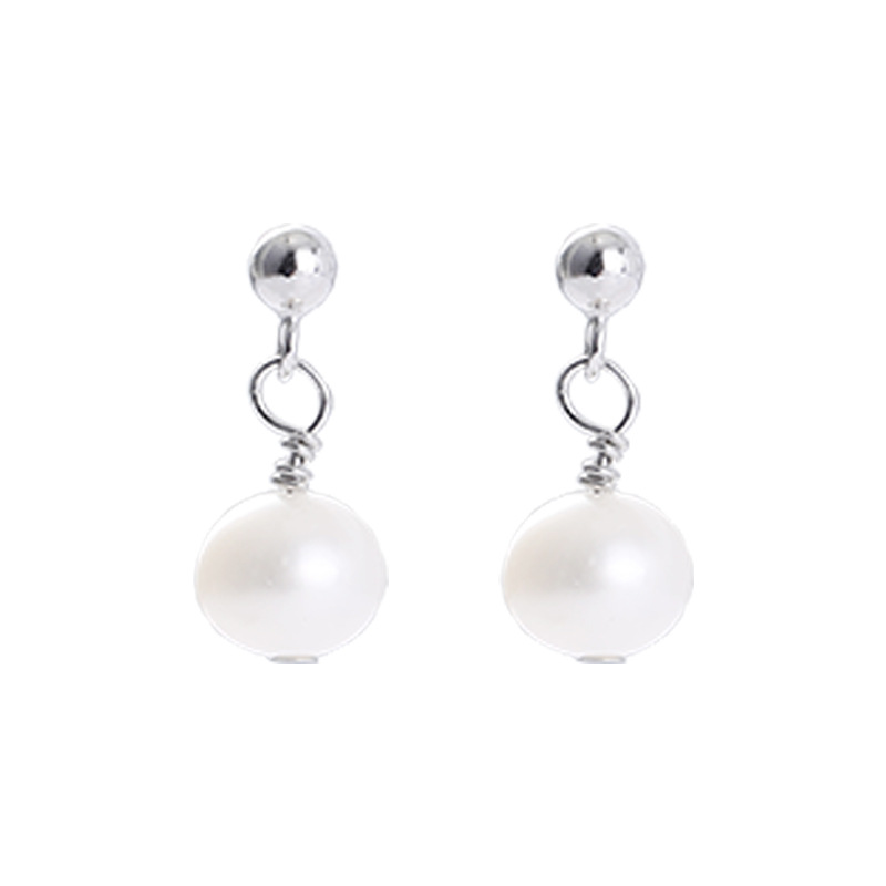 S925 Sterling Silver Natural Freshwater Pearl Stud Earrings - Image 4