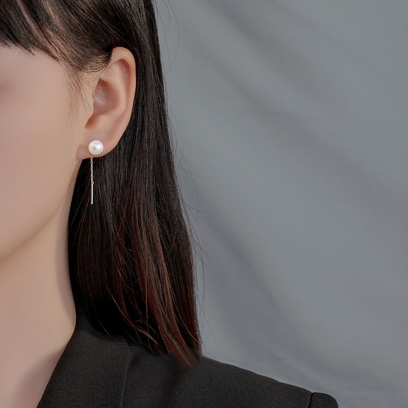 S999 Sterling Silver Natural Freshwater Pearl Earrings - Image 2