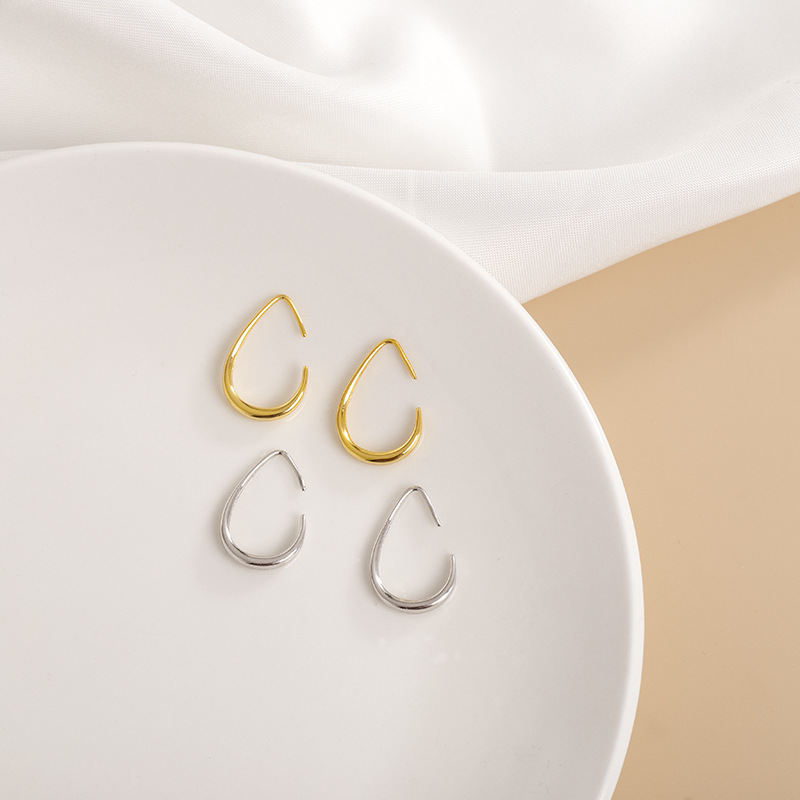 S925 Sterling Silver Egg-Shaped Ear Hooks - Image 2