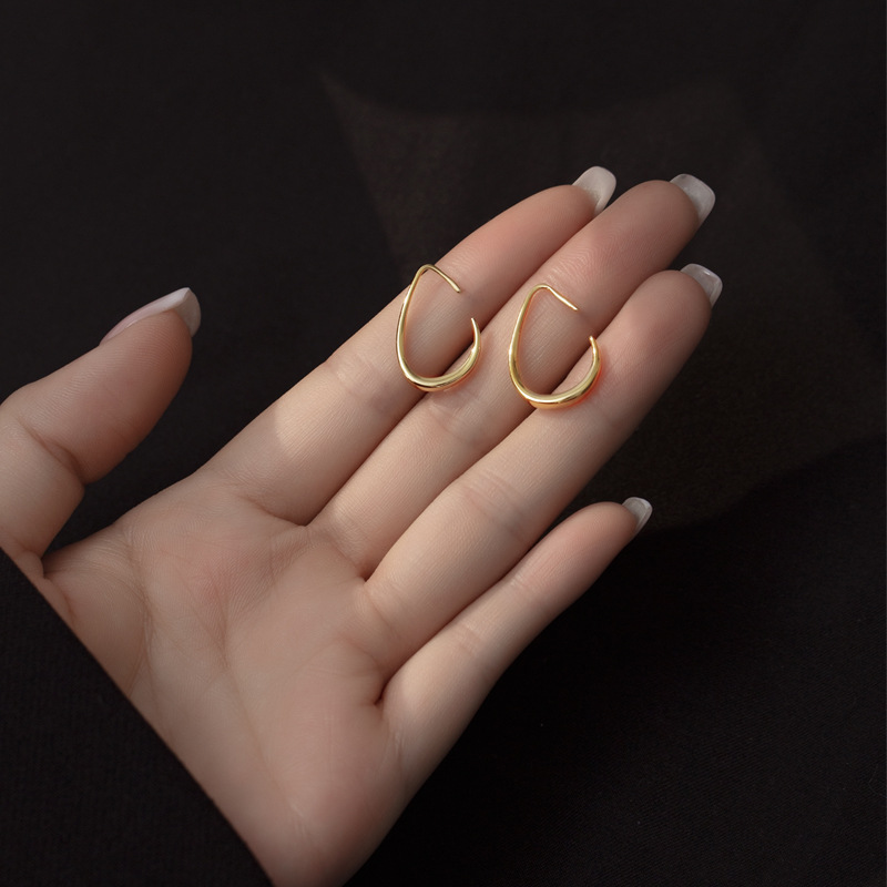S925 Sterling Silver Egg-Shaped Ear Hooks - Image 3