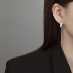 S925 Sterling Silver Long Leaf Ear Threaders