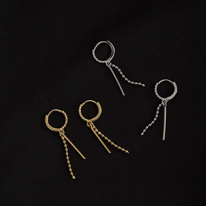 S925 Sterling Silver Geometric Chain Earrings - Image 2