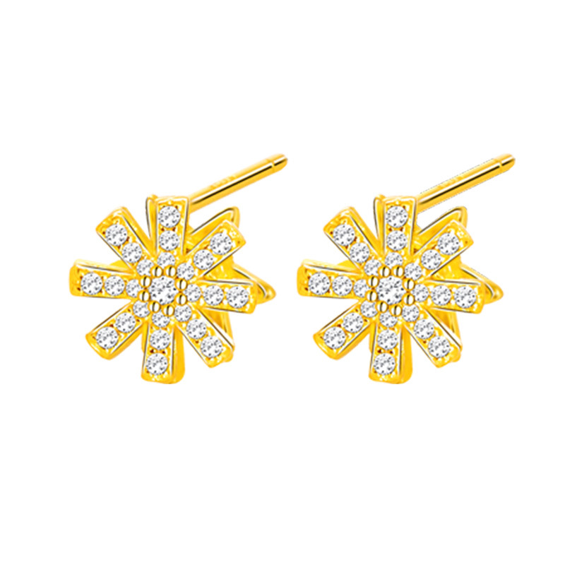 S925 Sterling Silver Spinning Snowflake Stud Earrings - Image 4