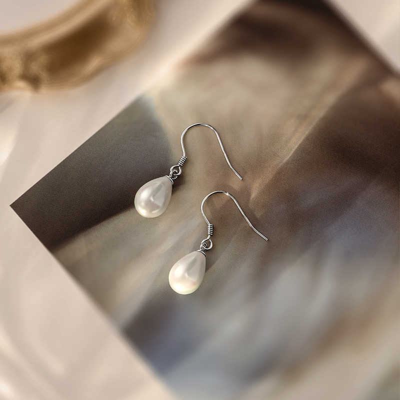 S925 Sterling Silver Vintage Teardrop Pearl Earrings - Image 3