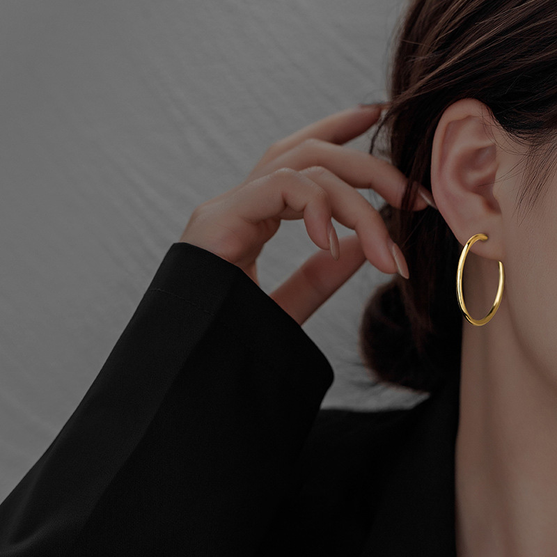 S925 Sterling Silver Large Hoop Earrings