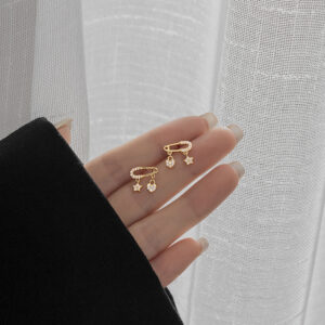 S925 Sterling Silver Star and Heart Ear Pin Stud Earrings