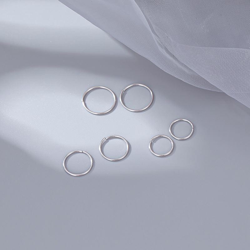 S999 Pure Silver Minimalist Circle Earrings - Image 2