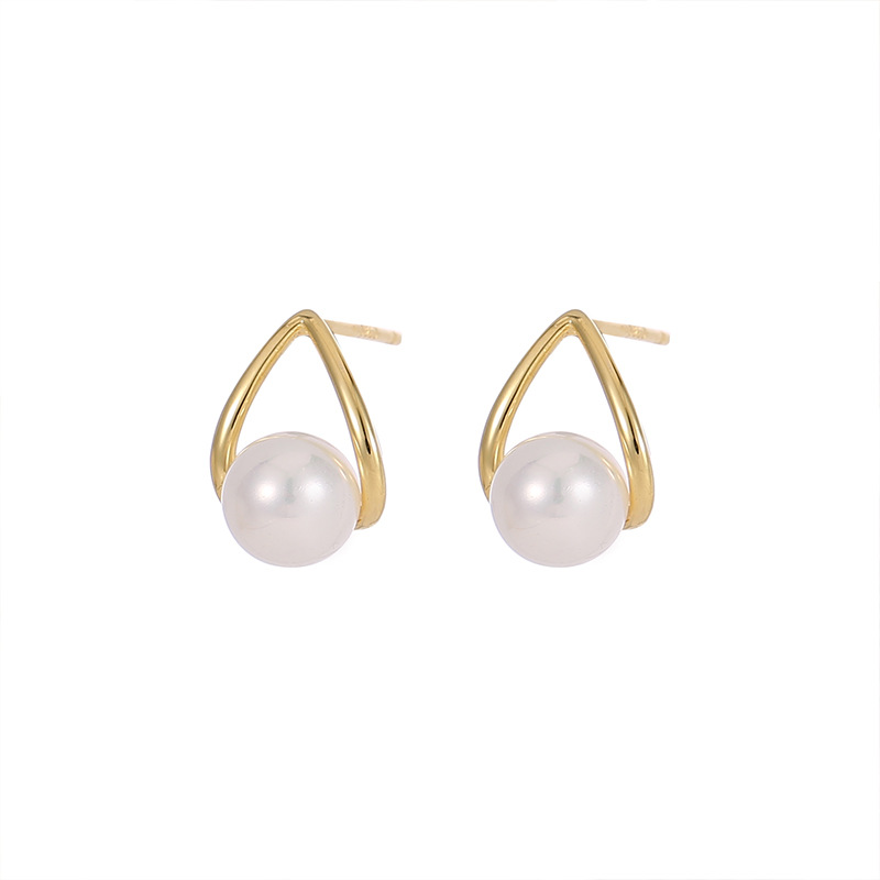 S925 Sterling Silver Teardrop Pearl Stud Earrings - Image 4
