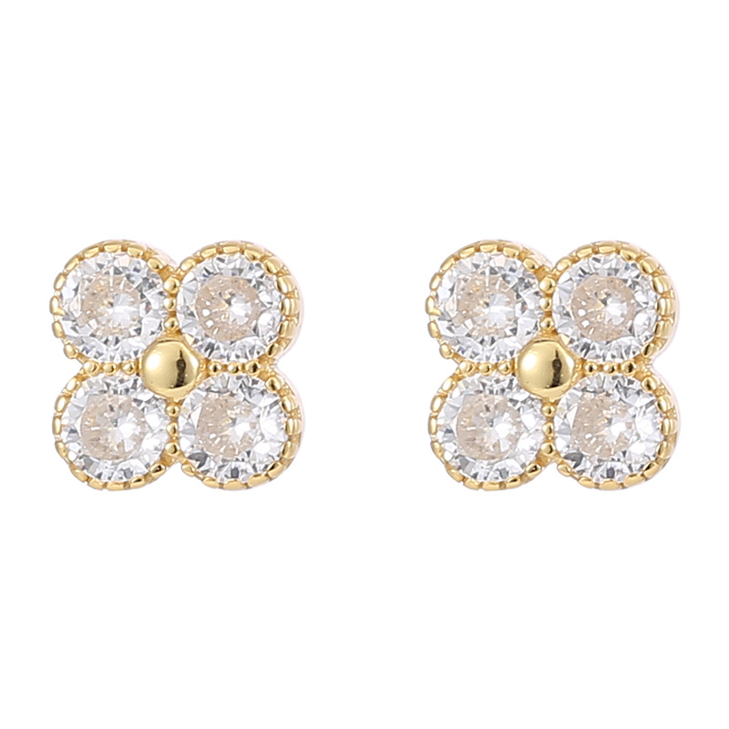 S925 Sterling Silver Minimalist Four-Leaf Clover Stud Earrings - Image 4