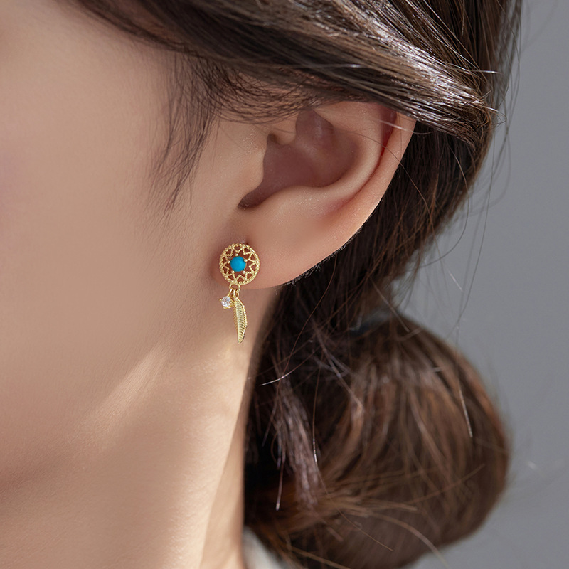 S925 Sterling Silver Dreamcatcher Stud Earrings - Image 2