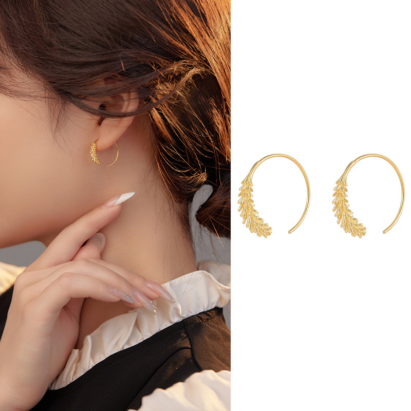S925 Sterling Silver Wheat Circle Earrings