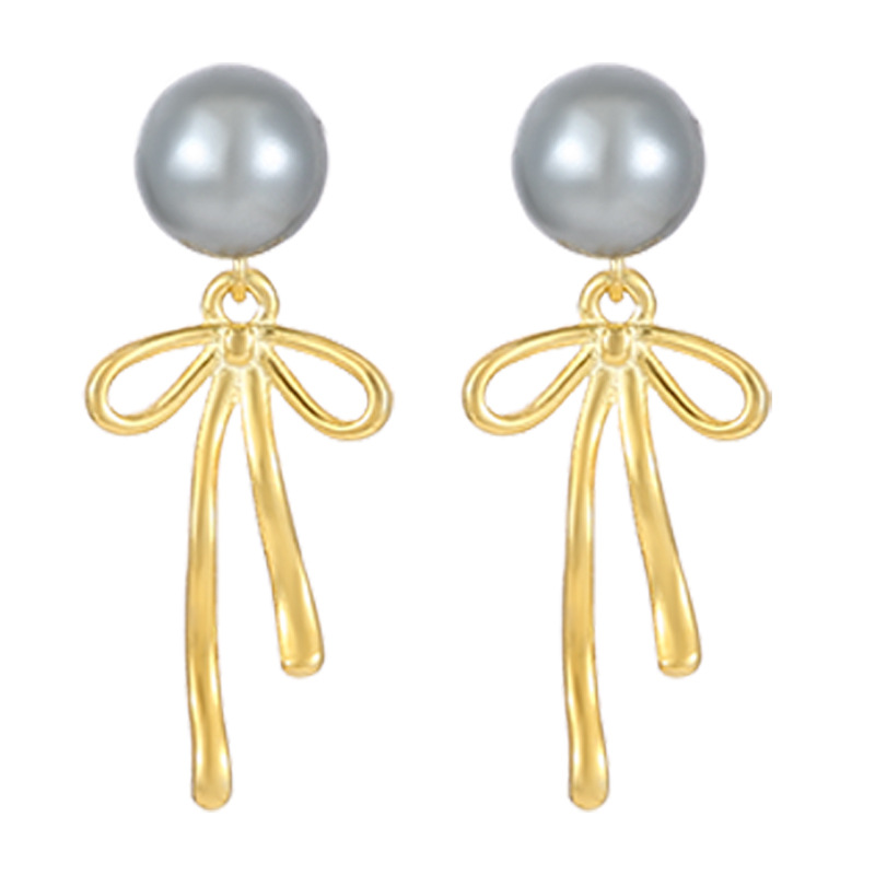 S925 Sterling Silver Pearl Bow Stud Earrings - Image 4