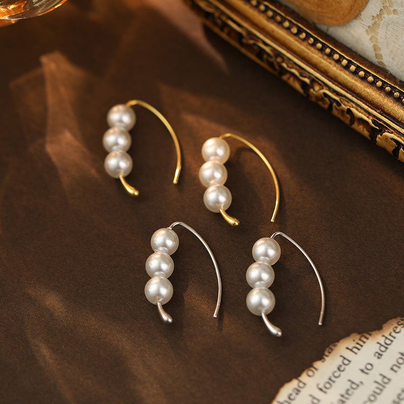 S925 Sterling Silver Pearl Ear Hooks - Image 2