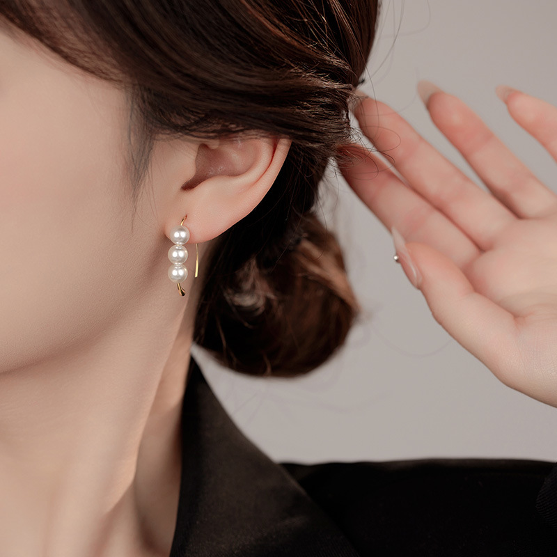 S925 Sterling Silver Pearl Ear Hooks - Image 3