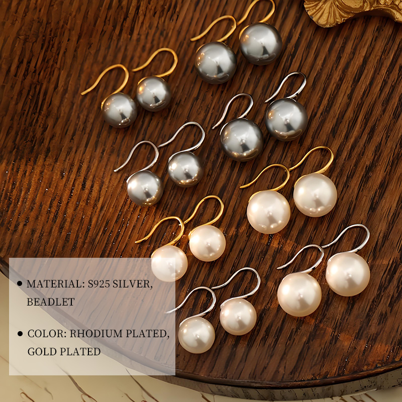 S925 Sterling Silver Pearl Drop Earrings - Image 3