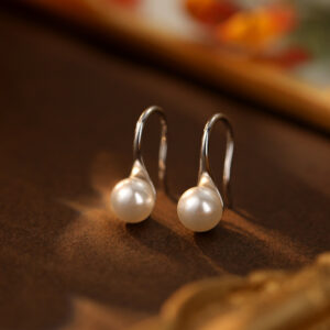 white gold＆white pearls6mm