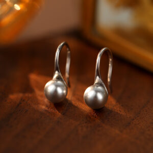 white gold＆grey pearls6mm