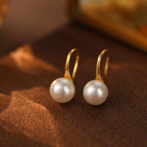 gold＆white pearls8mm