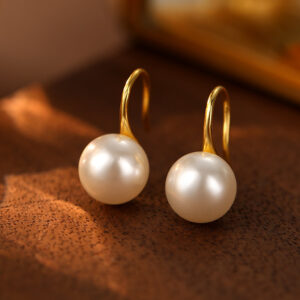 gold＆white pearls12mm