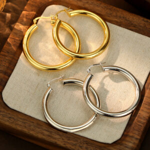 S925 Sterling Silver Large Hoop Earrings