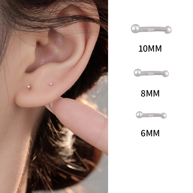 S999 Fine Silver Anti-Blockage Double Ball Earrings