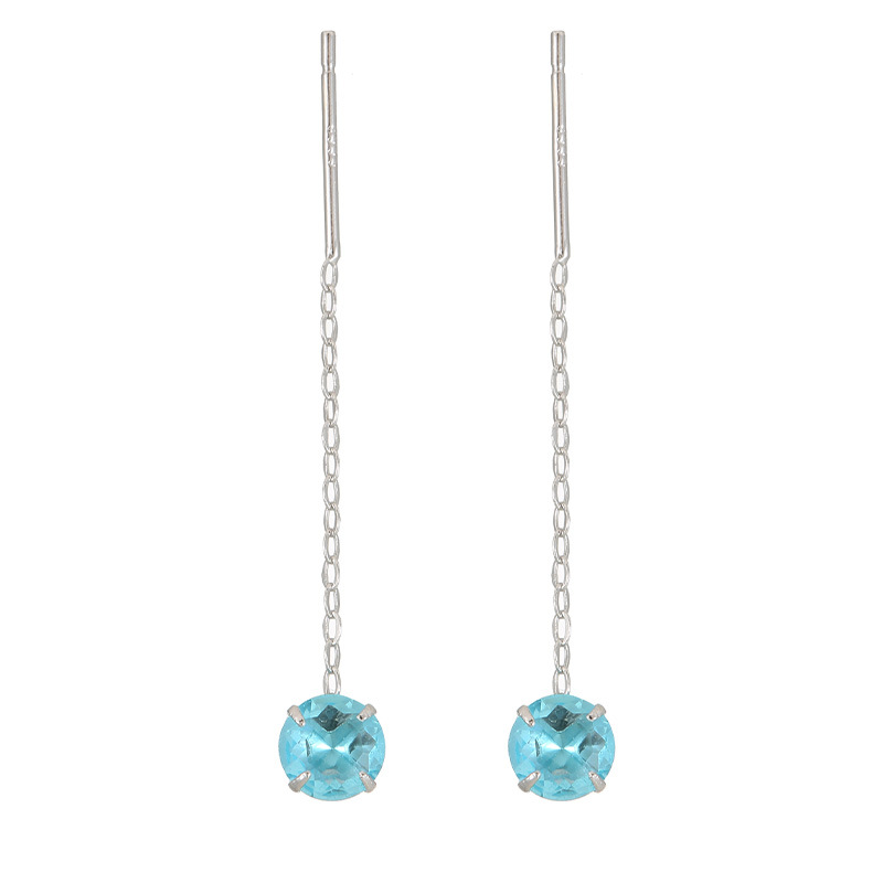 S999 Fine Silver Twelve Birthstone Tassel Earrings - Image 4