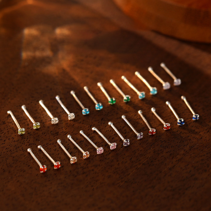 S999 Fine Silver Twelve Birthstone Stud Earrings