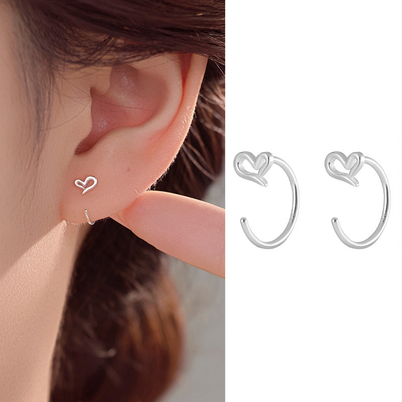 S999 Fine Silver Small Heart Earrings