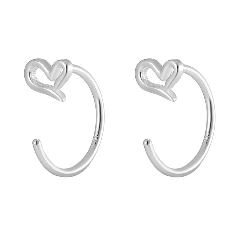 S999 Fine Silver Small Heart Earrings - Image 4