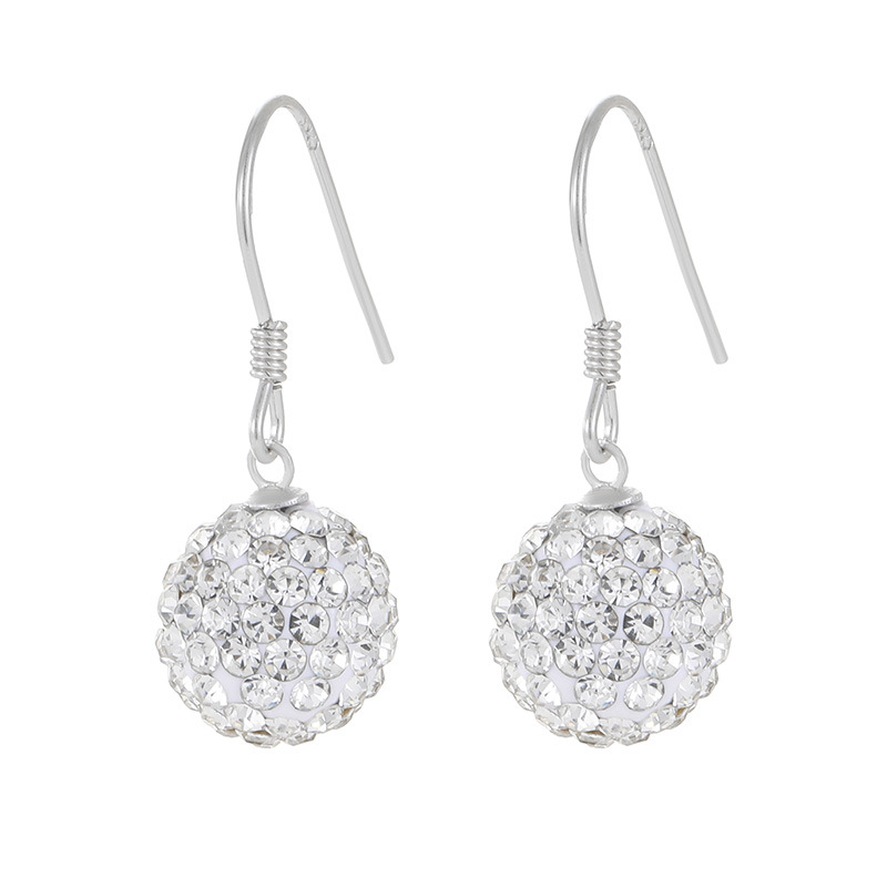 S925 Sterling Silver Shamballa Ball Ear Hooks with Full Cubic Zirconia - Image 4