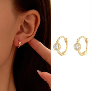 S925 Sterling Silver Bead and Zirconia Earrings