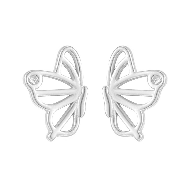 S999 Fine Silver Openwork Butterfly Stud Earrings - Image 4
