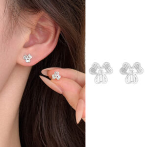 S999 Fine Silver Petal Screw-Back Stud Earrings
