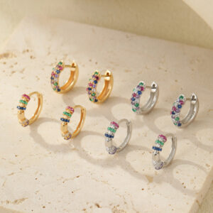 S925 Sterling Silver Rainbow Zirconia Earrings