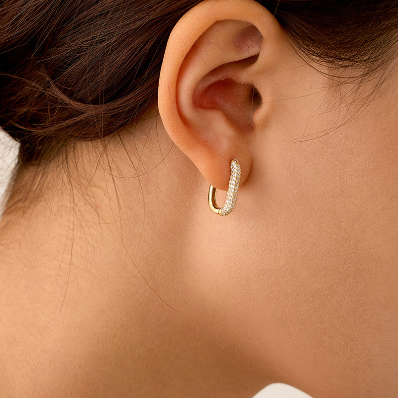 S925 Sterling Silver Geometric Zirconia Earrings - Image 3