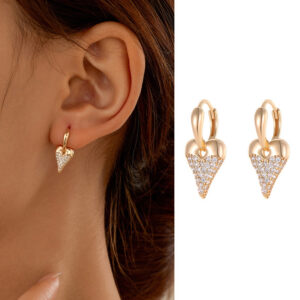 S925 Sterling Silver Heart Earrings with Zirconia