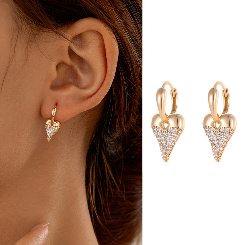 S925 Sterling Silver Heart Earrings with Zirconia