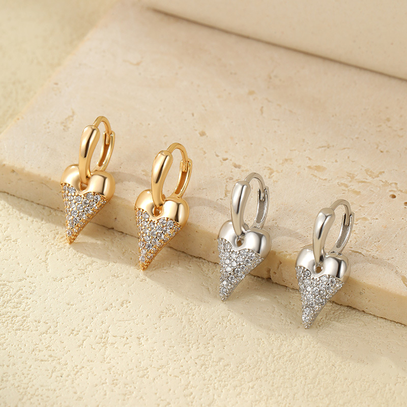 S925 Sterling Silver Heart Earrings with Zirconia - Image 2