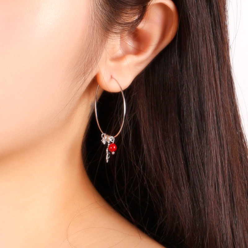 S925 Sterling Silver Large Snowflake Hoop Earrings with Zirconia - Image 2