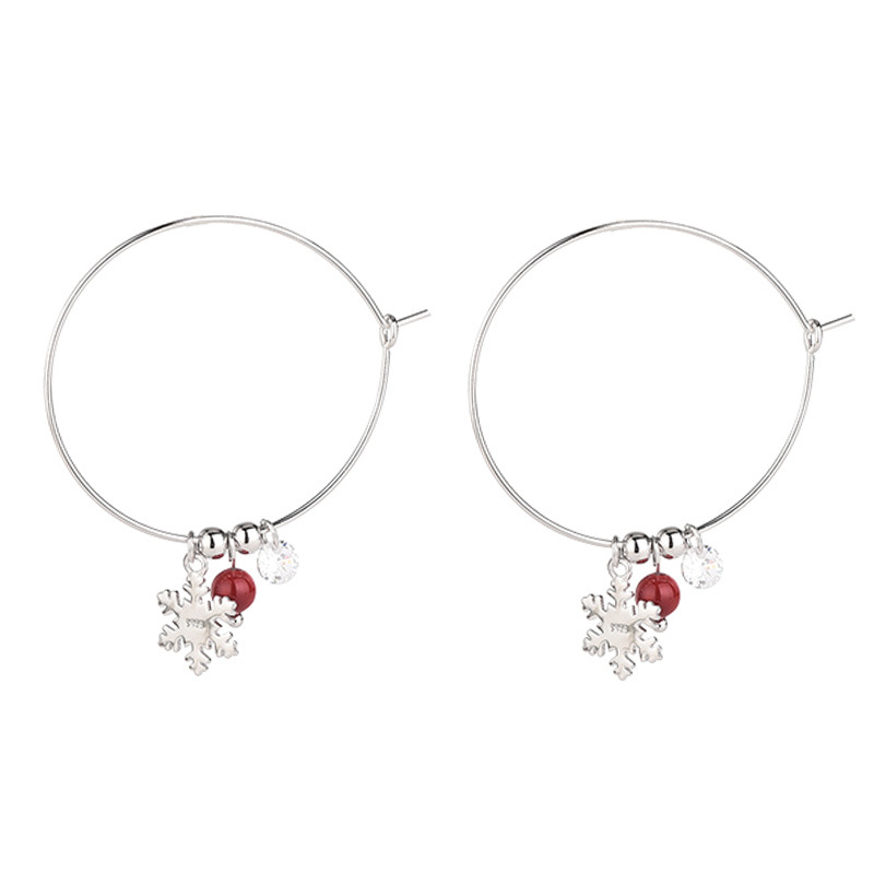 S925 Sterling Silver Large Snowflake Hoop Earrings with Zirconia - Image 4