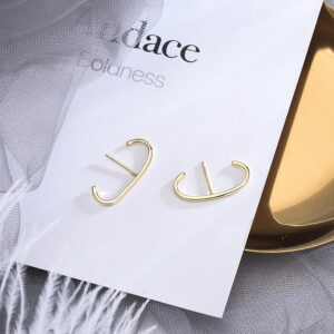 S925 Sterling Silver C-Shaped Hoop Earrings