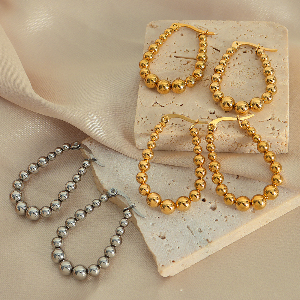 Titanium Steel Metal Style Bead Earrings