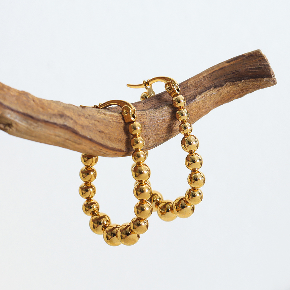 Titanium Steel Metal Style Bead Earrings - Image 2