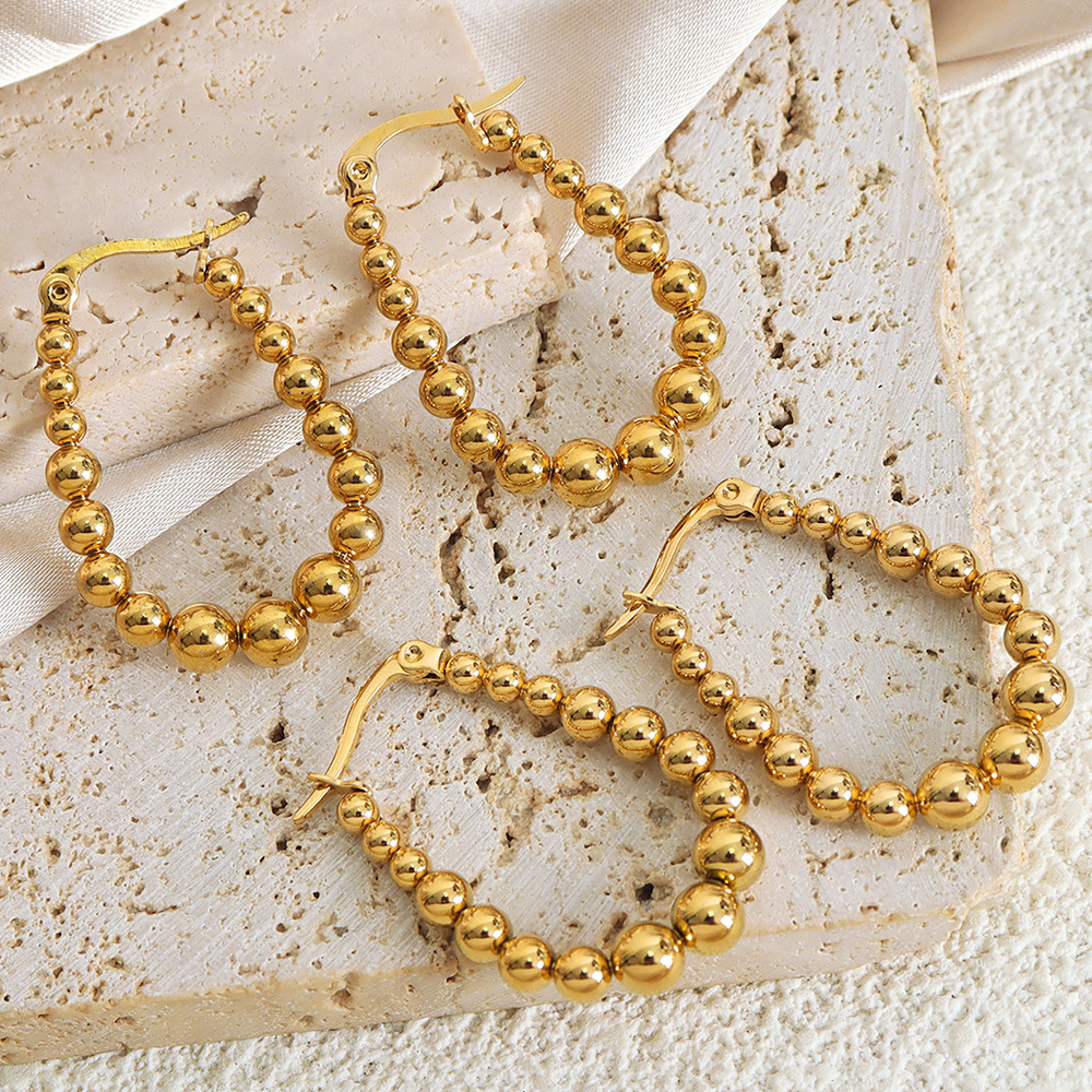 Titanium Steel Metal Style Bead Earrings - Image 3