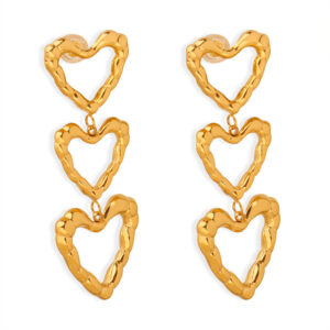 Titanium Steel Irregular Heart Long Earrings
