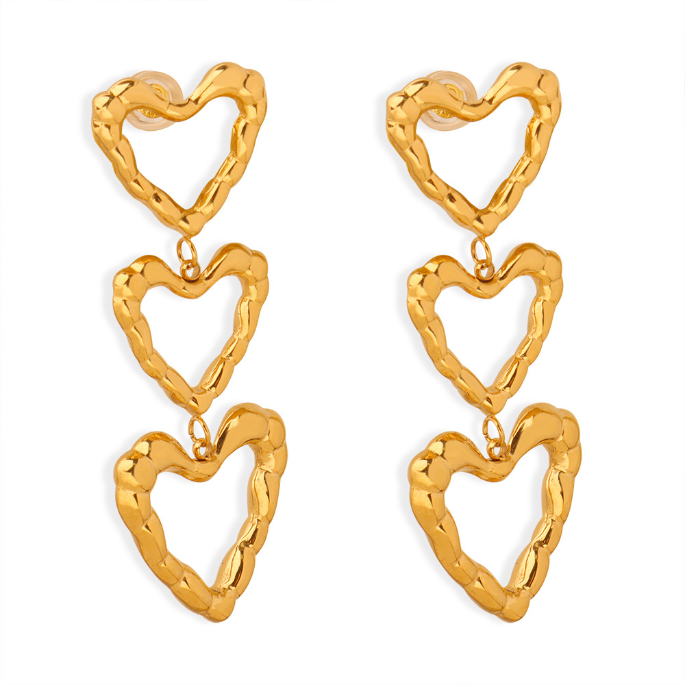 Titanium Steel Irregular Heart Long Earrings
