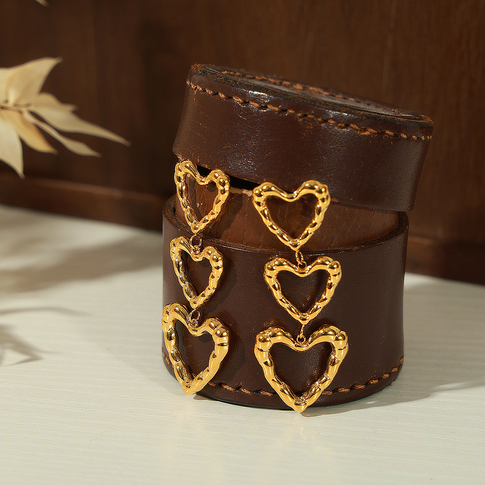 Titanium Steel Irregular Heart Long Earrings - Image 2