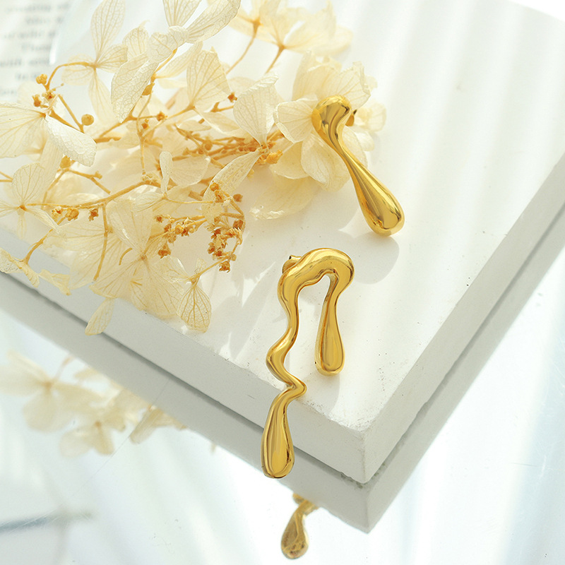 Titanium Steel Abstract Asymmetrical Earrings