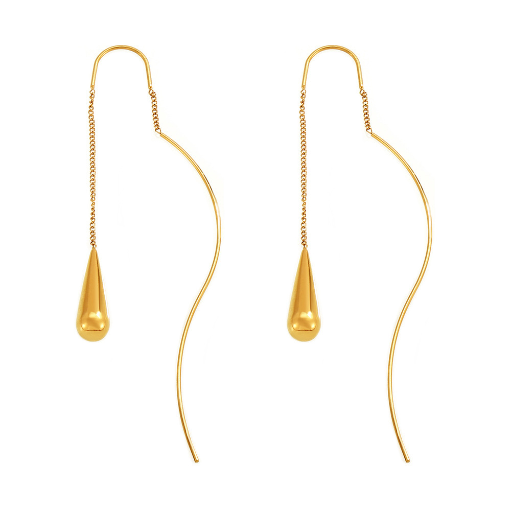 Stainless Steel Teardrop Fringe Earrings - Image 5